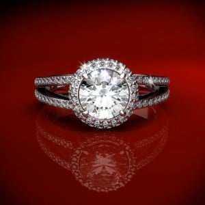 11024 - Split Shank Pave Diamond Engagement Ring