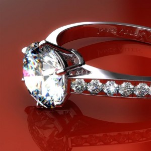 11013 - Six Prong Pave Set Diamond Engagement Ring
