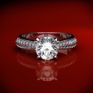 11021 - Tapered Knife-Edge Pave Set Diamond Engagement Ring