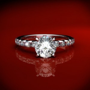 11005 - French Cut Pave Set Engagement Ring