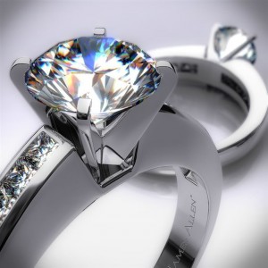 1217 - Channel Set Princess Cut Engagement Ring