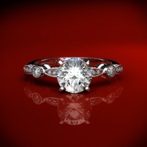 11105 - Antique Bezel & Pave Set Engagement Ring