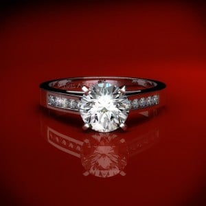 11140 - Channel Set Princess Cut Engagement Ring