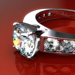 1209 - Round Raised Pave Diamond Engagement Ring