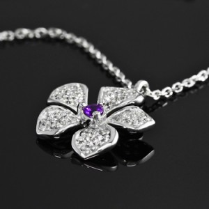 Amethyst Flower Diamond Pendant