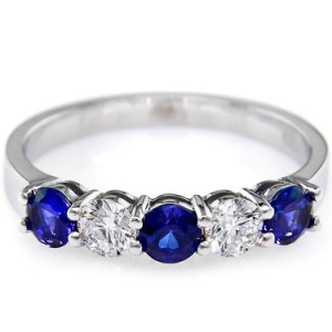 Custom Sapphire and Diamond Wedding Band