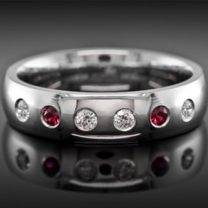 Men's Diamodn and Ruby Weddnig Band