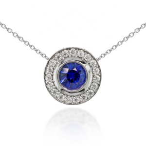 Halo Bezel Sapphire Pendant