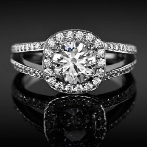 Split Shank Halo Diamond Engagement Ring