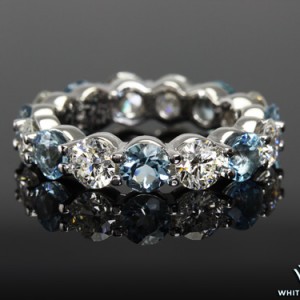 Eternity Diamond and Aquamarine Wedding Band