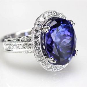 Blue Sapphire Diamond Engagement Ring