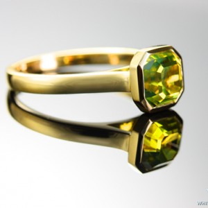 Whiteflash Custom 18k Green Gold and Chrysoberyl Ring