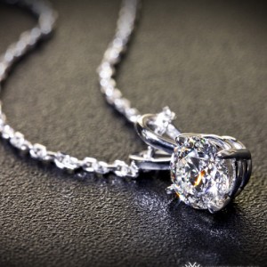 White Gold 4-Prong Basket Diamond Pendant