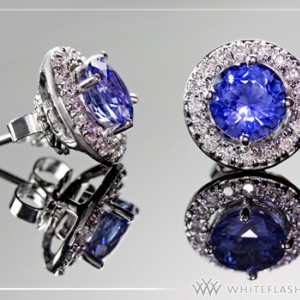 Sapphire Studs with Diamond Earring Jackets