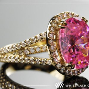 Custom Gold and Pink Gemstone Ring by Whiteflash.com