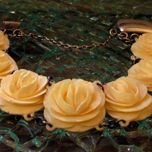 Victorian Rose Carved Ivory Bracelet