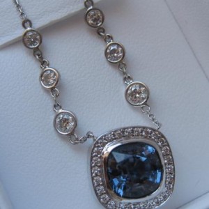 Blue spinel w/ Diamonds Custom WF Necklace