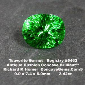 Concave Cushion Cut Tsavorite