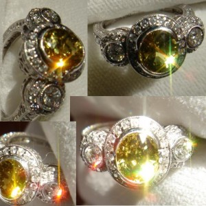 Yellow Sapphire E-ring showing some FIRE