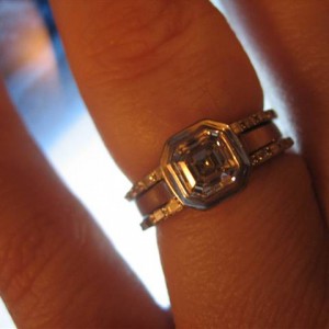 LaurenThePartier's 3 ring Asscher set