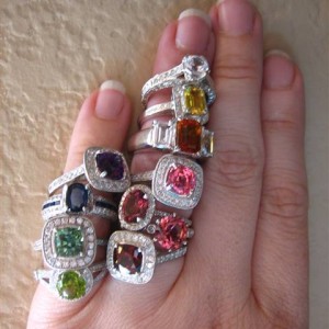 Barry Bridgestock Peridot and Tourmaline in LOGR settings