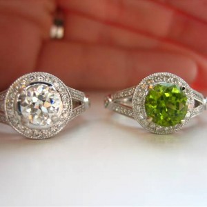 Barry Bridgestock Peridot and Tourmaline in LOGR settings