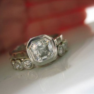 LaurenThePartier's .71 ct. Asscher wedding set