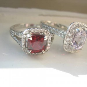 LaurenThePartier's 1.40 ct. spinel in LOGR setting and 1.66 red spinel in Jewe2004 Setting