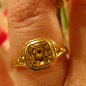 LaurenThePartier's 1.38 ct. Grossular Asscher in 18k JKT setting