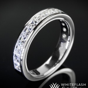 Custom Platinum Channel Set Asscher Wedding Band