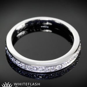 Platinum Sleek Line Milgrain Wedding Band