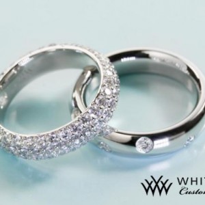 Platinum Tiffany Style Pave Band and Scattered Diamond Band