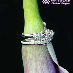 3 Stone Trellis Engagement Ring Set