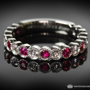 Ruby and Diamond Full Bezel Wedding Band