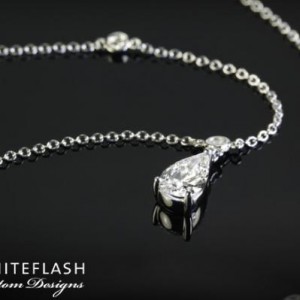 Custom Platinum Pear Cut Diamond Pendant