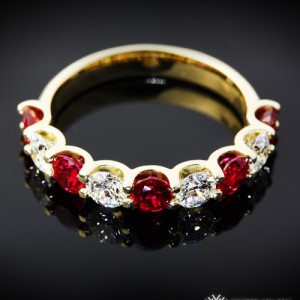 Ruby and Diamond U-Prong Eternity Wedding Band