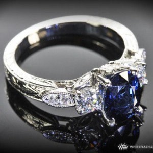 Custom Blue Sapphire and Diamond Engagement Ring
