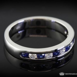 Channel set Diamond and Sapphire Wedding Band