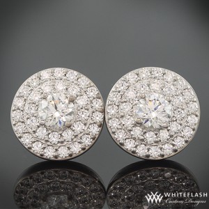 Custom Double Halo Diamond Earrings