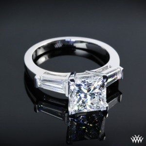 Custom Diamond Engagement Ring with Baguettes