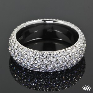 Custom 4 Row Rounded Pave Diamond Wedding Band