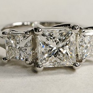 Three Stone Trellis Diamond Ring in Platinum