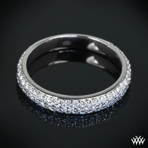 Custom 3 Row Rounded Pave Diamond Wedding Band