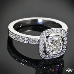 Custom Sqaure Halo Diamond Engagement Ring