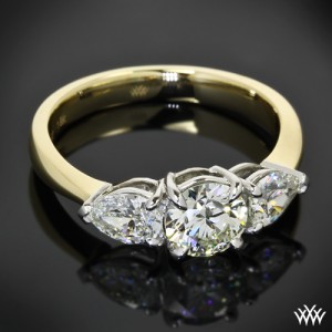 Custom 18k Yellow Gold 3 Stone Diamond Engagement Ring