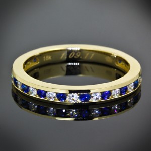 Custom Diamond and Sapphire Wedding Band