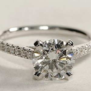 Petite Cathedral Pave Diamond Engagement Ring in 18k White Gold
