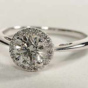 Halo Diamond Engagement Ring in 14k White Gold