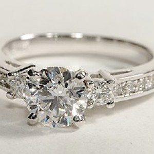 Trio Pave Diamond Engagement Ring