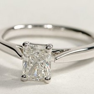 Tapered Cathedral Engagement Ring in 14k White Gold